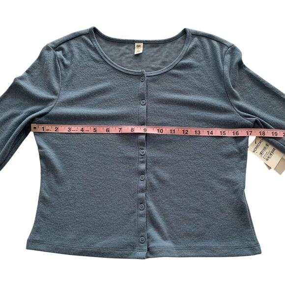 BP Nordstrom Blue Mirage Ribbed Long Sleeve Button Up Cardigan Women's Large - Picture 4 of 9